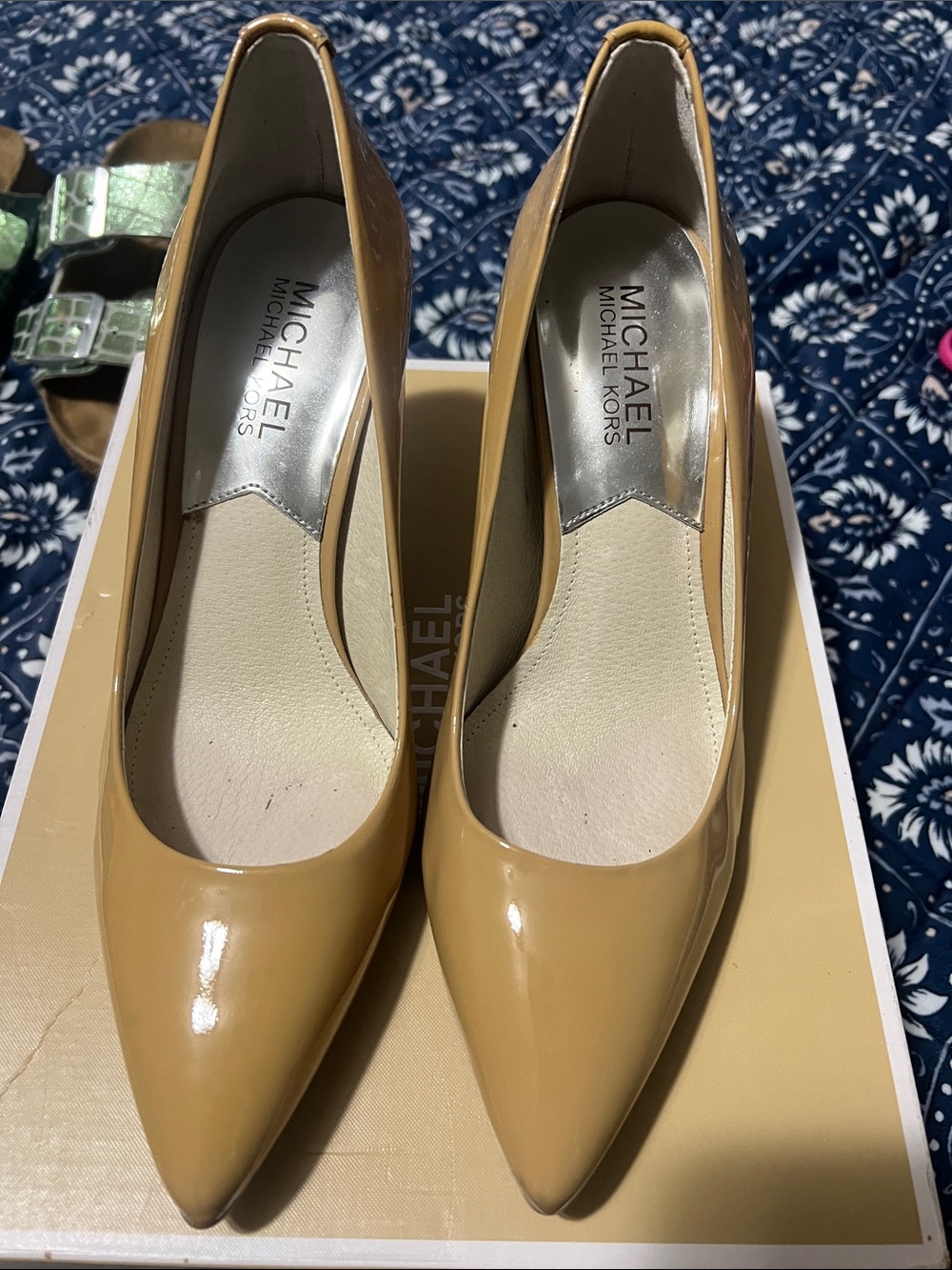 Michael Kors Nude Patent Leather Pointed Toe Pumps